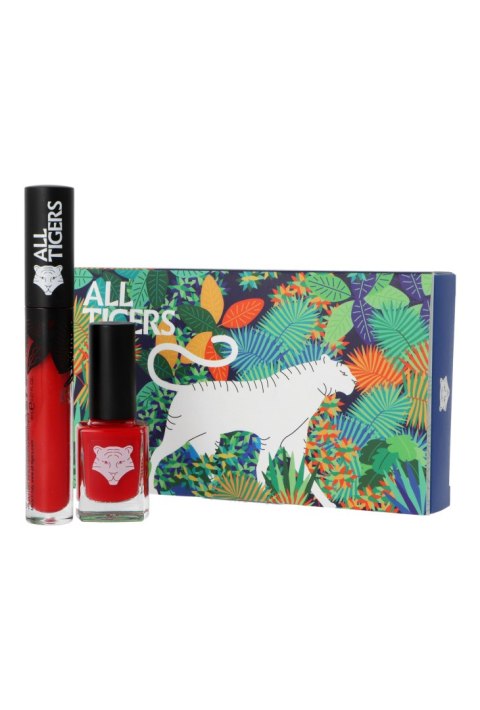 Zestaw All Tigers Natural & Vegan Wild Stars Lips & Nail Lipstick 888 Call Me Queen 8ml + Nail Polish 298 Hit It Big 11ml